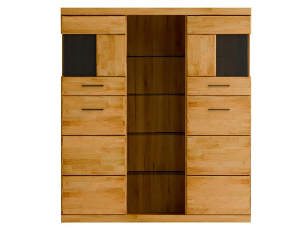 Komoda z czterema witrynami i centralnym słupkiem z szufladami