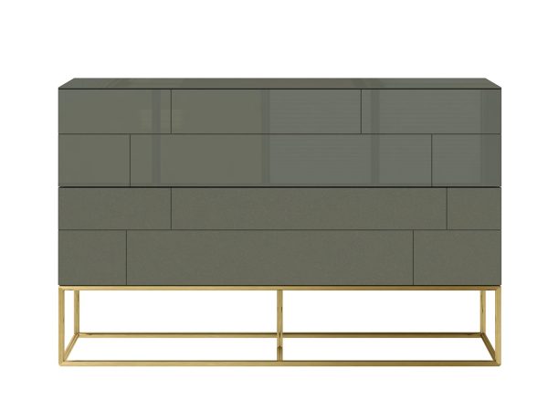 Designerska komoda w stylu glamour z geometrycznym frontem