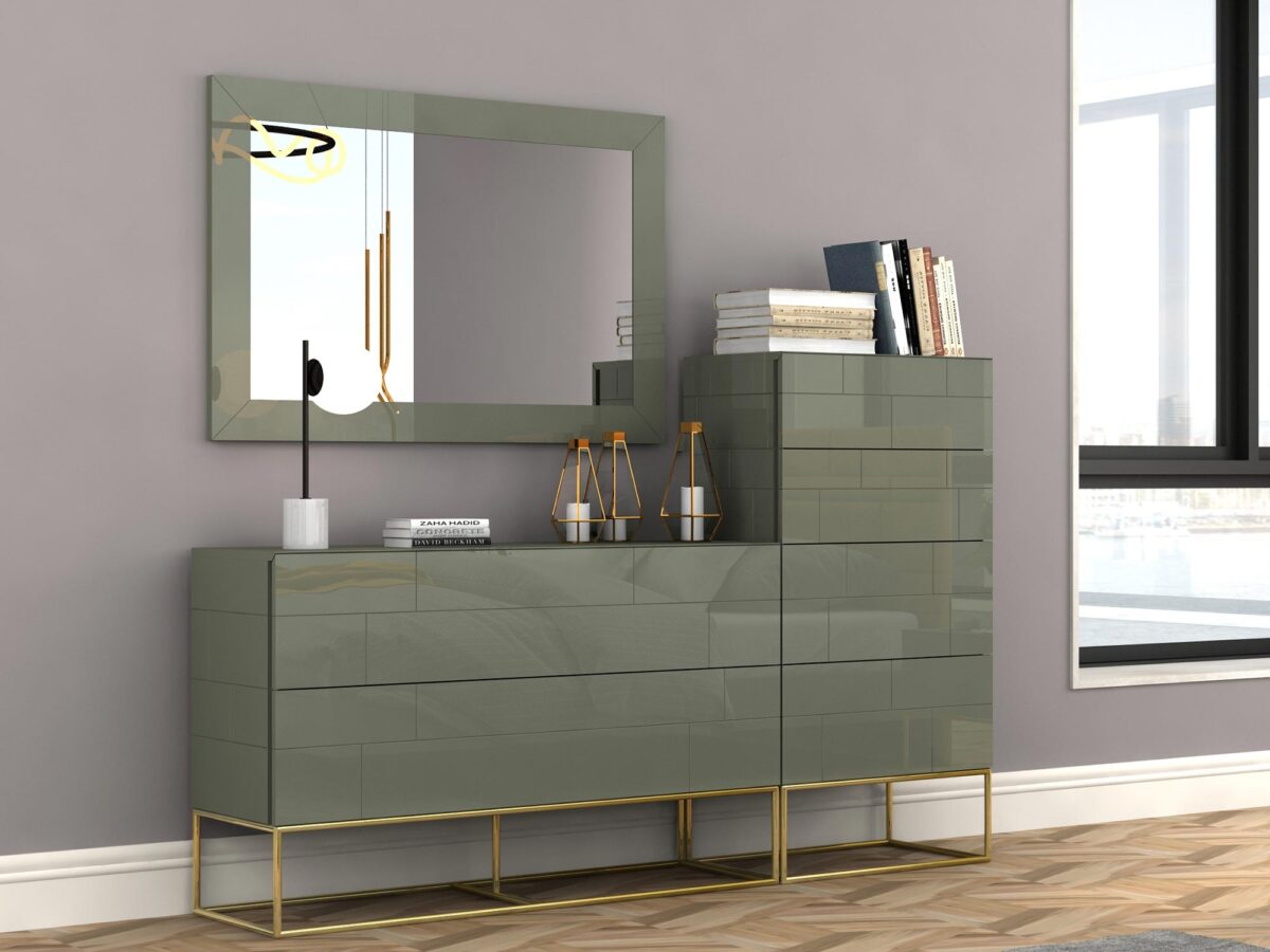 Nowoczesna komoda w kolorze zieleni