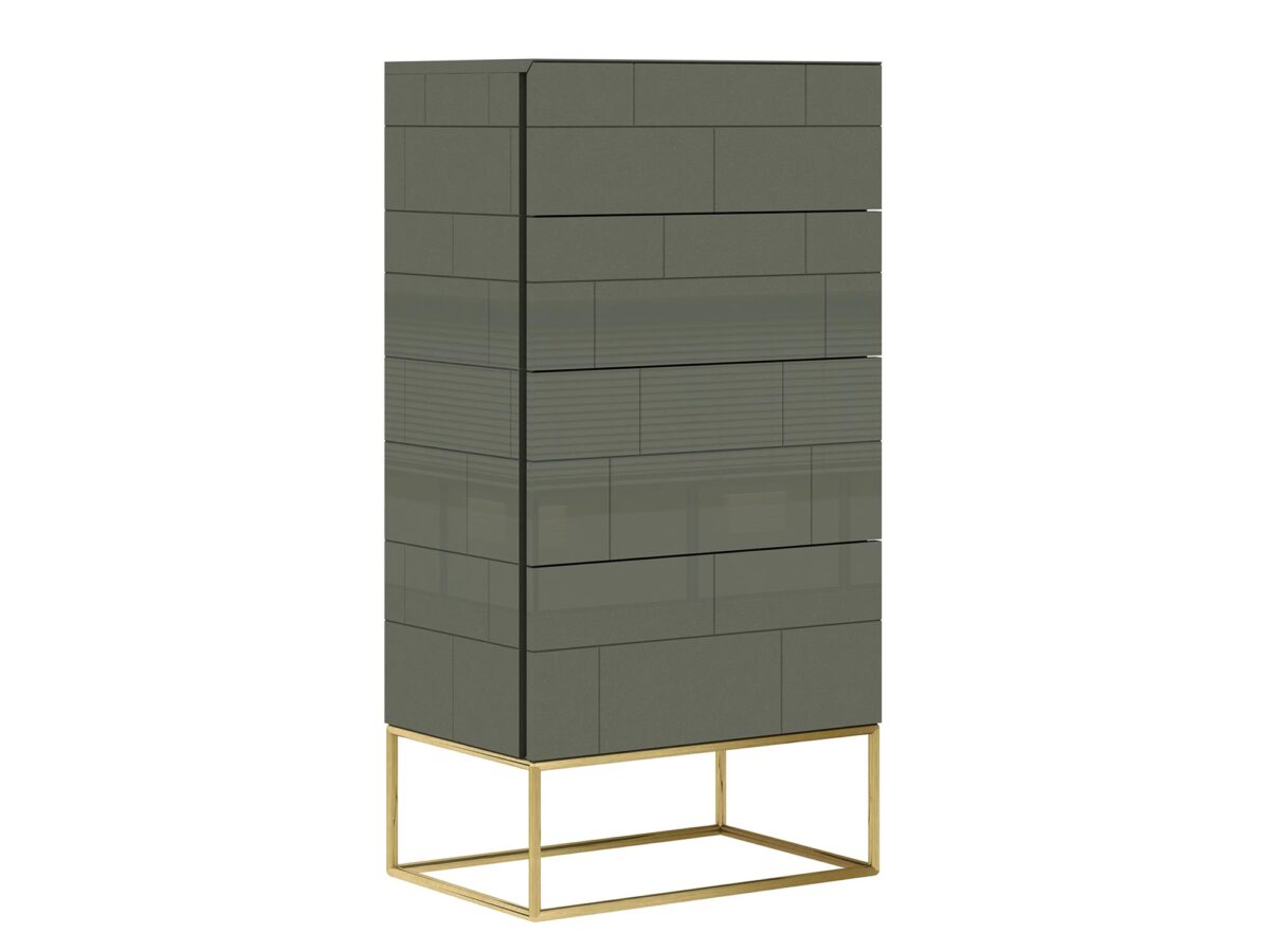 Komoda modern w zieleni ze złotymi nogami