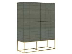 Miniaturka 1 - Nowoczesna komoda z pionowym układem szuflad i złotą podstawą