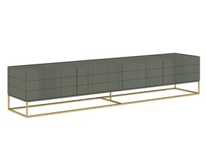 Miniaturka 1 - Stylowa komoda RTV w unikatowym zielonym kolorze ze złotymi dodatkami