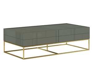 Miniaturka 1 - Ława w stylu modern w kolorze zgaszonej zieleni z nogami w kolorze złota