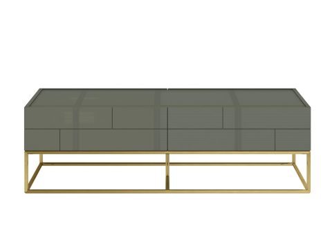 Ława z kontrastującymi nogami z kolorze złota