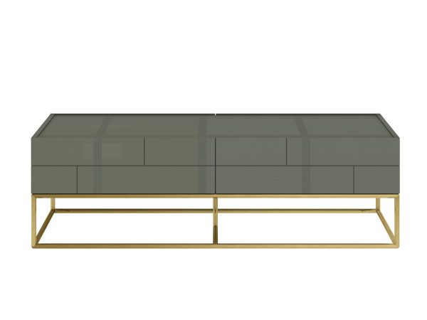 Ława z kontrastującymi nogami z kolorze złota