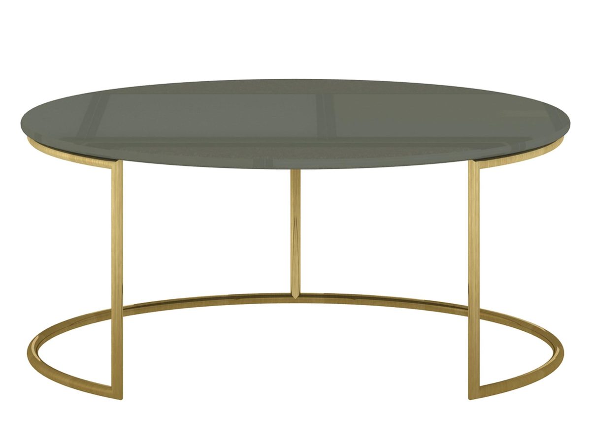 Stolik kawowy modern classic w cementowej zieleni z złotymi nogami – Blossom Grove