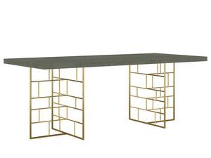 Miniaturka 1 - Stylowy stół z zielonym blatem i geometrycznymi złotymi nogami