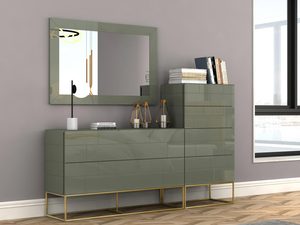 Miniaturka 3 - Lustro w stylu modern classic z ramą w kolorze cementowej zieleni