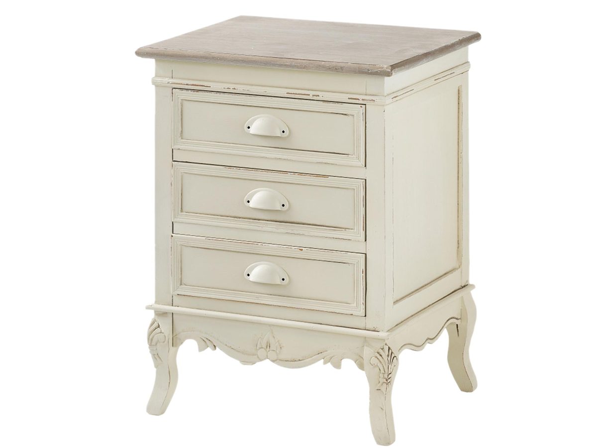 Szafka Nocna z Rzeźbieniami w Kolorze Kremowym – Sorrento