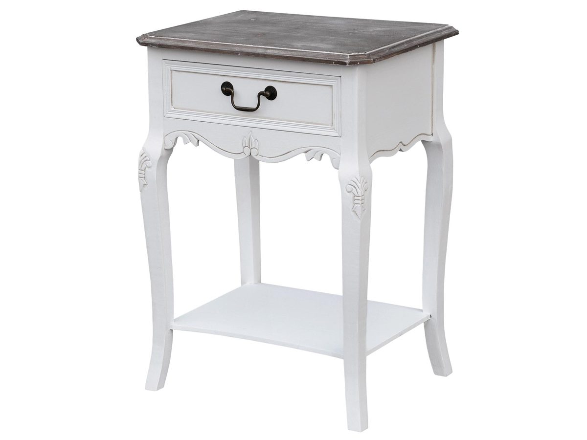 Urokliwa Szafka nocna w stylu prowansalskim z białym wykończeniem – Sorrento White