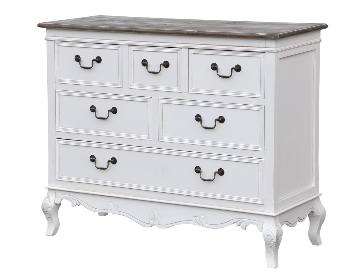 Komoda prowansalska z subtelnymi rzeźbieniami – Sorrento White