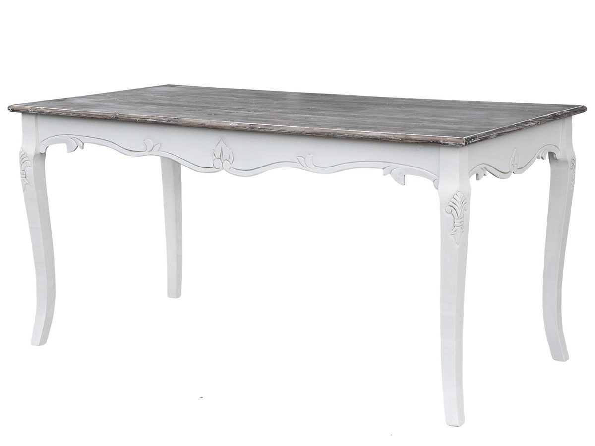 Stylowy Stół w bieli z ciemnobrązowym blatem i giętymi nogami – Sorrento White