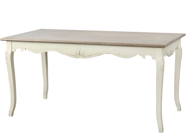 Drewniany stół z dekoracyjnymi frontami w stylu prowansalskim kolor biały
