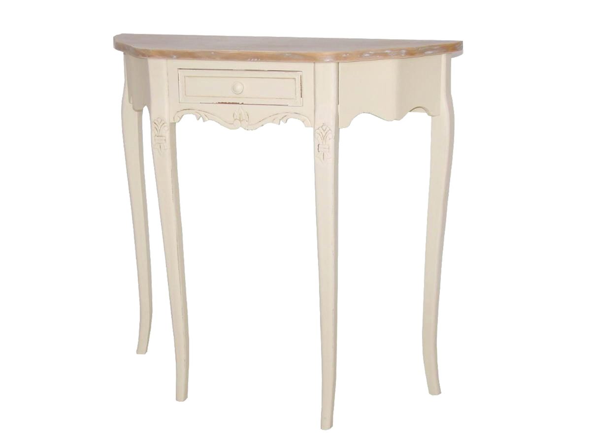 Prowansalska Konsola z Metalowymi Uchwytami i Jasnobrązowym Blatem – Sorrento