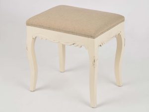 Miniaturka 1 - Puf francuski kremowy z lnianym siedziskiem gięte nogi