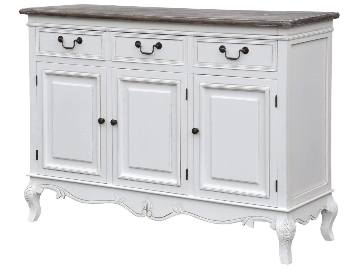 Klasyczna Komoda prowansalska z ciemnobrązowym blatem – Sorrento White