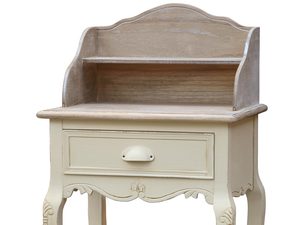 Miniaturka 1 - Detal drewnianego blatu w stylu prowansalskim kolor biały