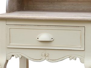 Miniaturka 2 - Drewniana szafka nocna z dekoracyjnymi frontami i metalowym uchwytem w stylu prowansalskim kolor biały