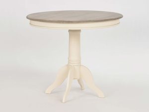Miniaturka 3 - Okrągły stolik francuski kremowy z szarym blatem perspektywa