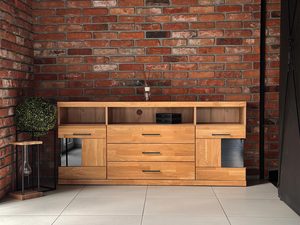 Miniaturka 6 - Mebel RTV z witrynami i półką, układ szuflad w środku