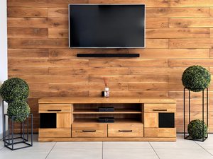 Miniaturka 8 - Drewniana szafka RTV pod telewizorem z czarnymi elementami