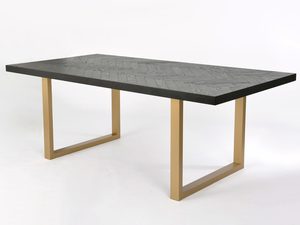 Miniaturka 1 - Nowoczesny stół prostokątny z czarnym blatem i złotymi nogami