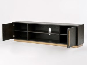 Miniaturka 1 - Komoda z drewna bukowego z frontami w jodełkę koloru czarnego