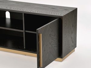 Miniaturka 2 - Nowoczesna komoda z drewna bukowego ze złotymi akcentami