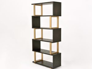 Miniaturka 1 - Designerski regał z kontrastowymi modułami i złotymi detalami