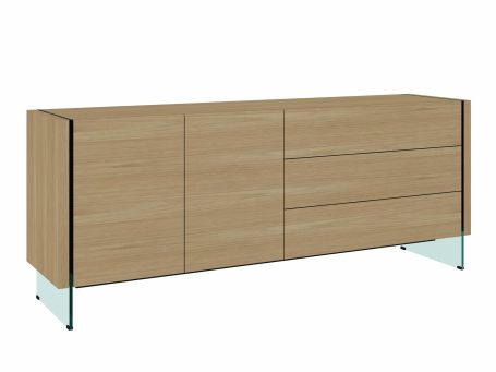 Komoda dębowa z eleganckimi szklanymi nogami – Tribeca