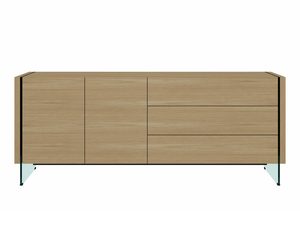 Miniaturka 1 - Komoda w stylu skandynawskim w kolorze dębowym i prostym frontem