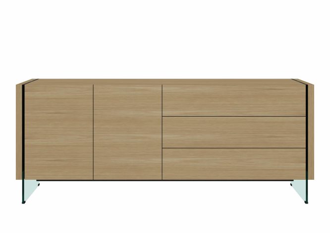 Komoda dębowa z eleganckimi szklanymi nogami – Tribeca