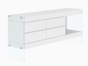 Miniaturka 1 - Minimalistyczna komoda z białymi frontami i szkłem