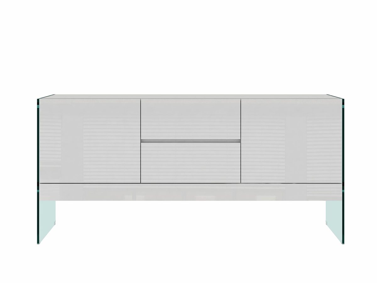 Komoda biała z nogami ze szkła hartowanego – Tribeca