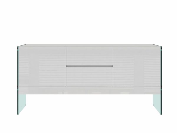 Biała komoda z gładkim frontem i lustrzanymi bokami do sypialni