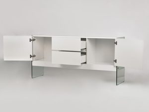 Miniaturka 2 - Designerska komoda z szklanymi bokami i trzema szufladami
