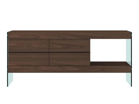 Komoda orzechowa z eleganckimi nogami ze szkła hartowanego – Tribeca