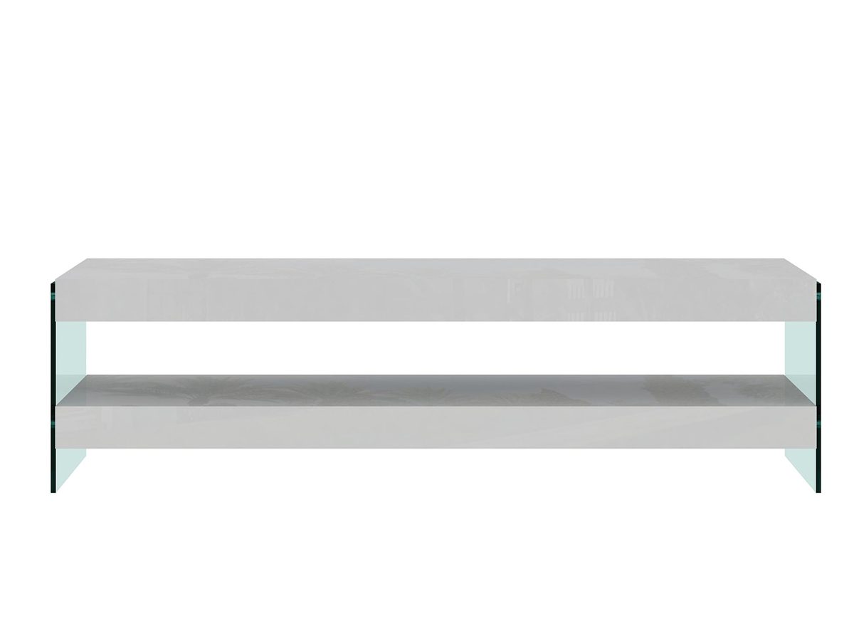 Komoda RTV biała z nogami ze szkła hartowanego – Tribeca