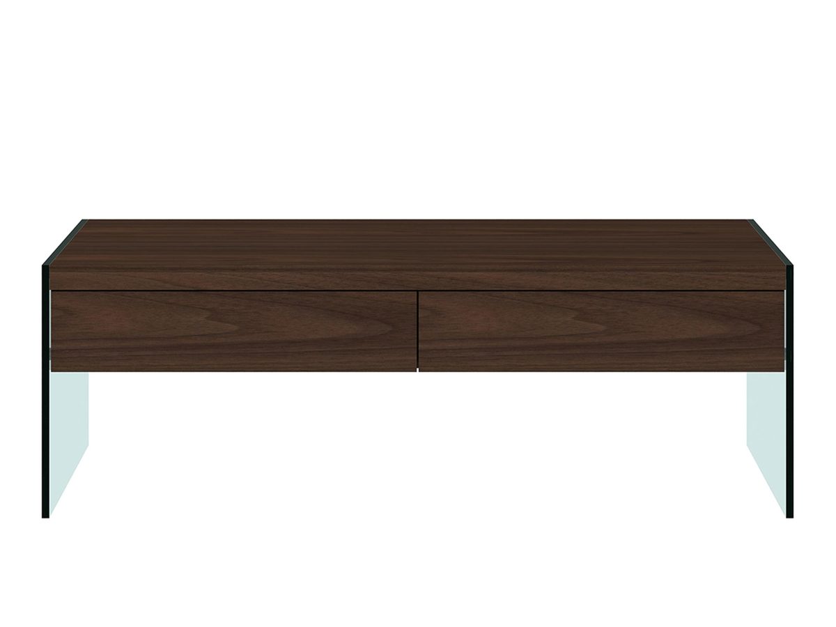 Stolik kawowy orzechowy z nogami ze szkła hartowanego – Tribeca