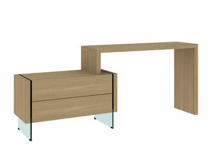 Miniaturka 1 - Nowoczesne biurko z szufladą i przezroczystym wspornikiem ze szkła