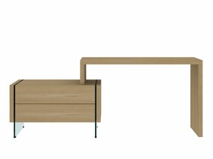Miniaturka 3 - Designerskie biurko narożne z drewnianym blatem i szklanym bokiem