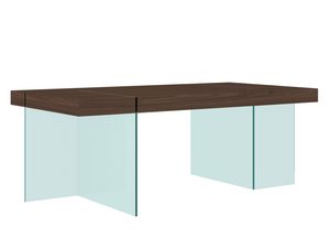 Miniaturka 1 - Nowoczesny stół z brązowym blatem i przezroczystymi nogami