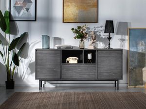 Miniaturka 6 - Elegancka komoda loftowa z otwartymi półkami i dekoracjami