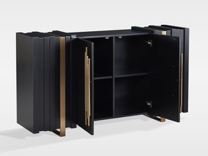 Miniaturka 1 - Czarna komoda glamour z dużymi złotymi uchwytami w stylu art déco