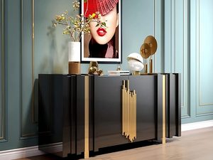 Miniaturka 2 - Aranżacja z czarno-złotą komodą glamour i dodatkami w stylu art déco