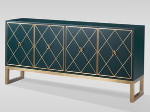Miniaturka 1 - Komoda glamour w kolorze butelkowej zieleni ze złotymi zdobieniami