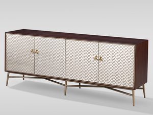 Miniaturka 1 - Stylowa komoda w kolorze orzecha włoskiego ze złotymi nóżkami