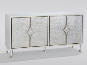 Miniaturka 1 - Biała komoda ecru z frontami z rybich łusek