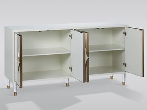 Miniaturka 2 - Elegancka komoda w kolorze białym ecru z efektownymi frontami z naturalnej muszli