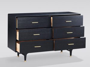 Miniaturka 2 - Nowoczesna czarna komoda ze złotymi uchwytami